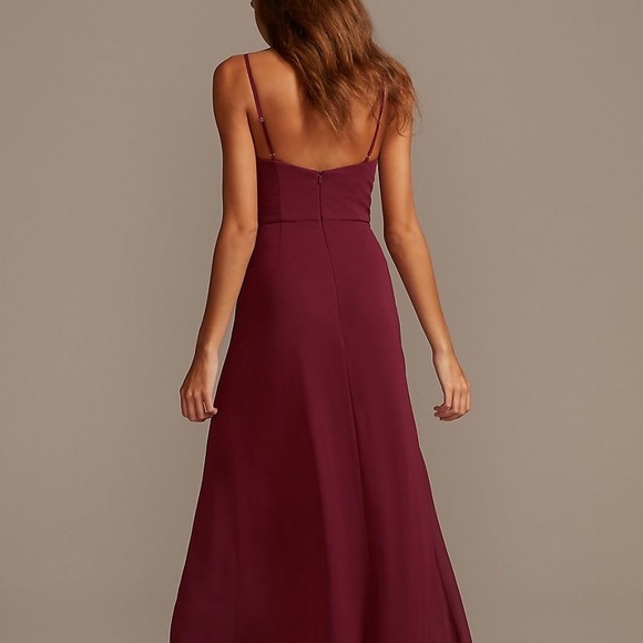 Ruffle Spaghetti Strap Chiffon Dress w/Slit - Sz 0 - Picture 2 of 13